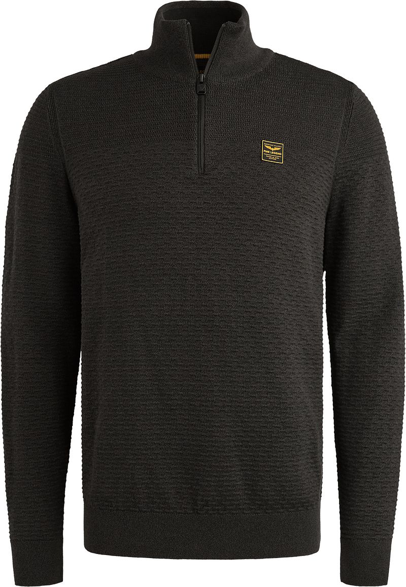 PME Legend Half Zip Structure Mouliné Sweater Schwarz - Größe 3XL von PME Legend