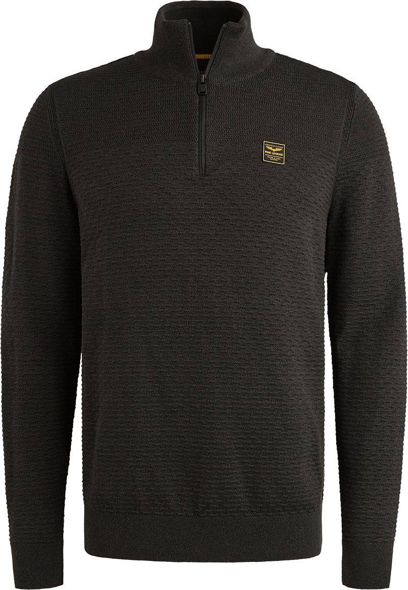 PME Legend Half Zip Structure Mouliné Sweater Schwarz - Größe XL von PME Legend