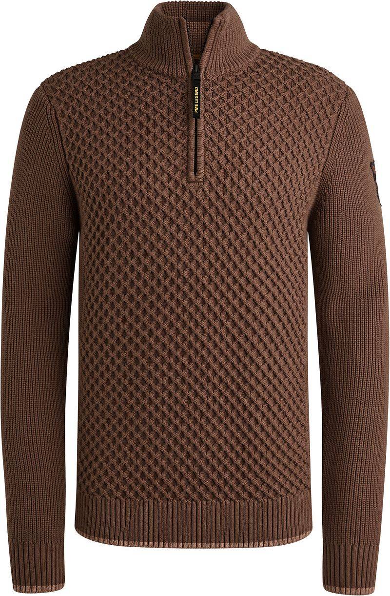 PME Legend Half Zip Structure Sweater Braun - Größe M von PME Legend