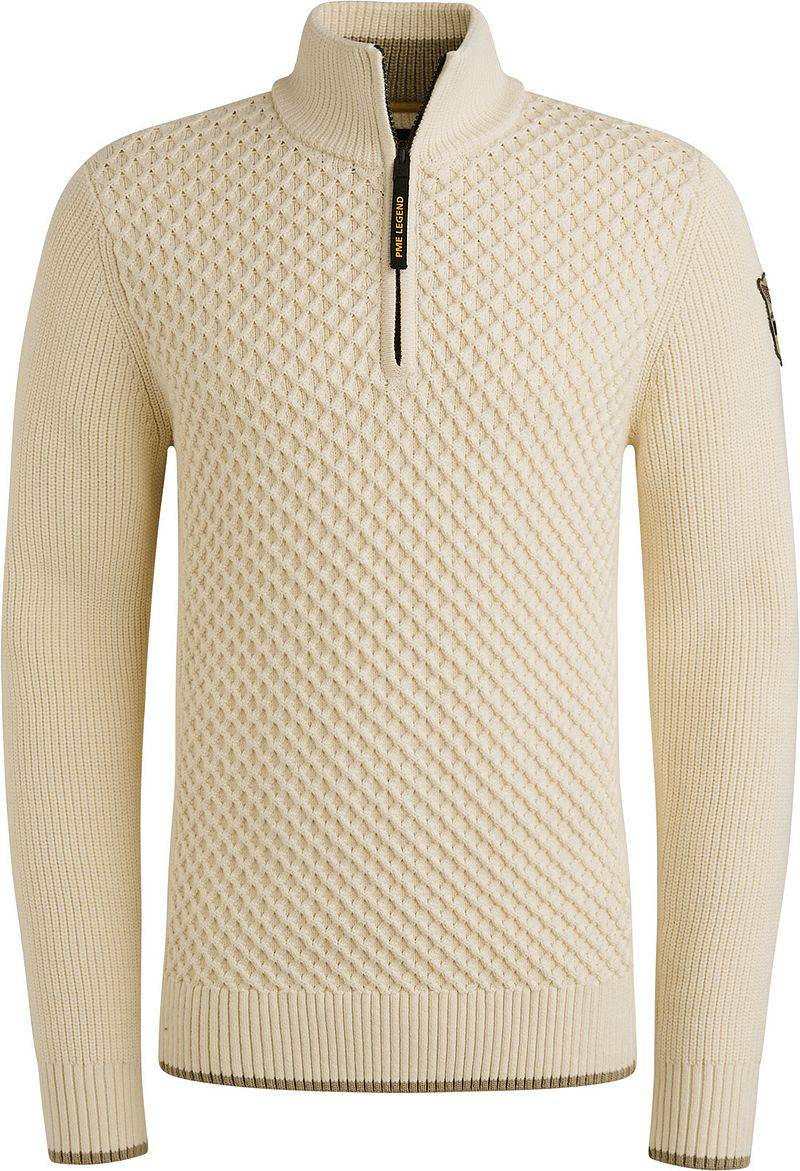 PME Legend Half Zip Structure Sweater Ecru - Größe XL von PME Legend