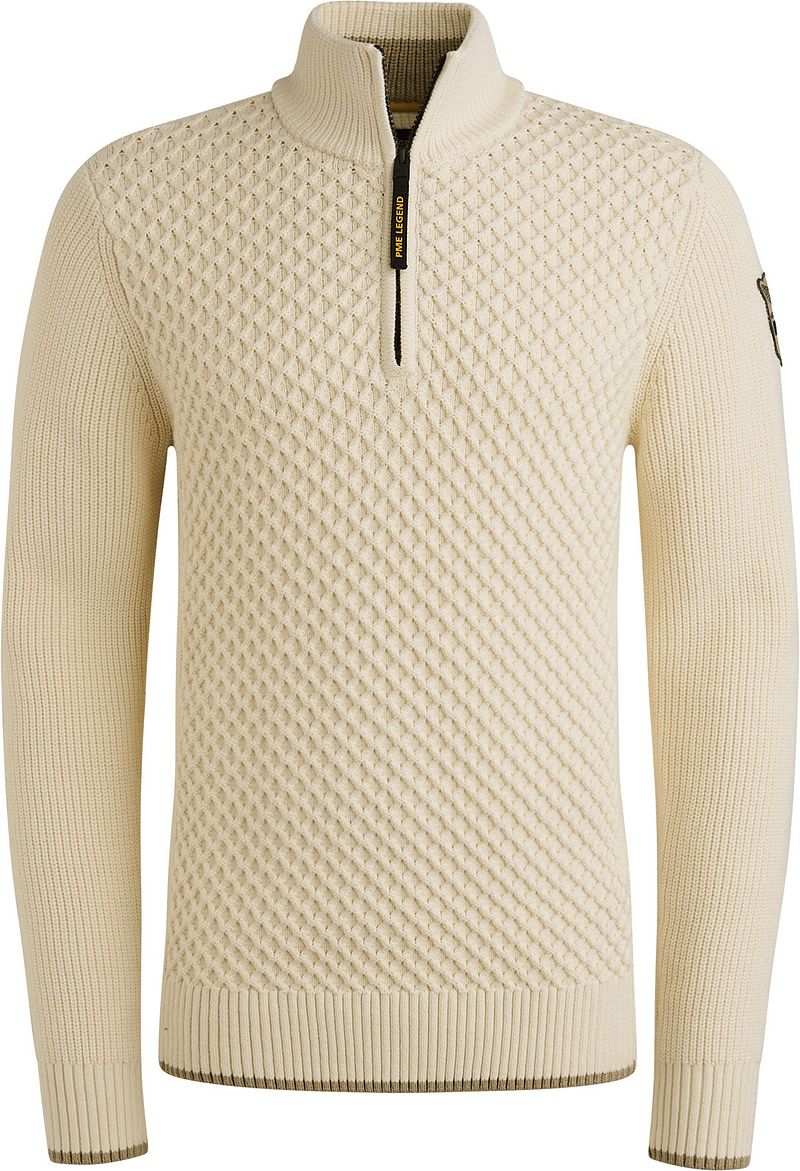 PME Legend Half Zip Structure Sweater Ecru - Größe XXL von PME Legend