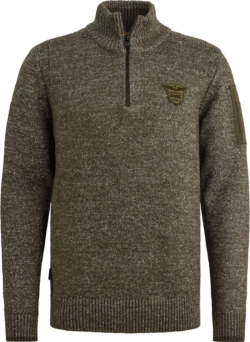 PME Legend Half Zip Sweater Grau Grün - Größe L von PME Legend