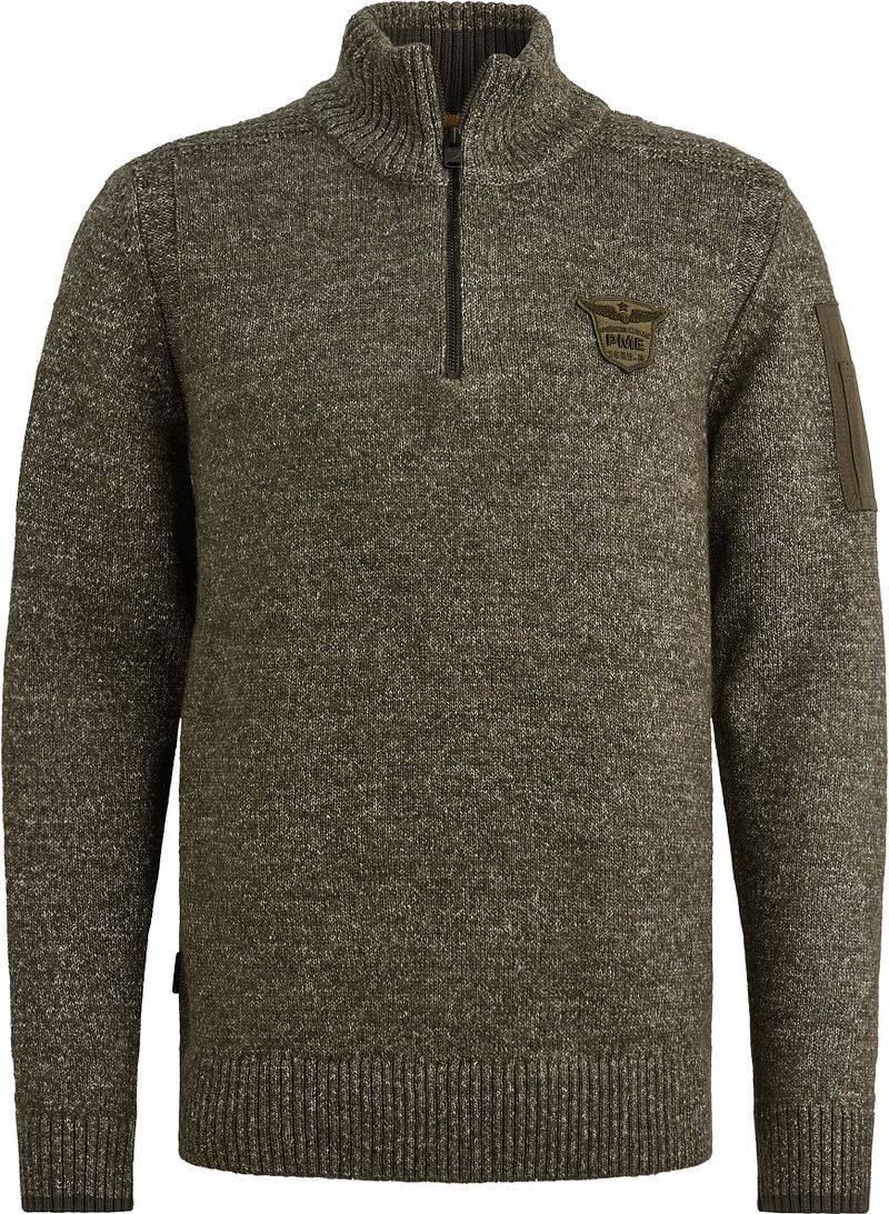 PME Legend Half Zip Sweater Grau Grün - Größe XXL von PME Legend