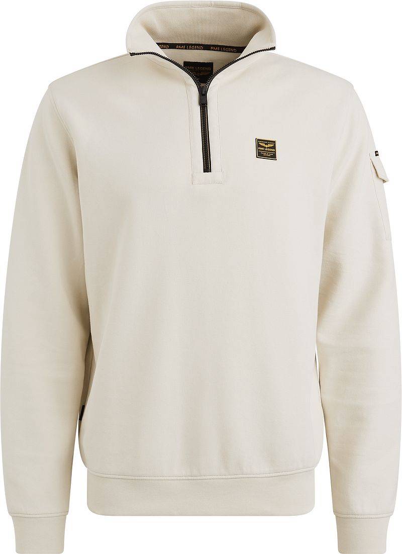 PME Legend Half Zip Sweater Interlock Jersey Ecru - Größe XL von PME Legend