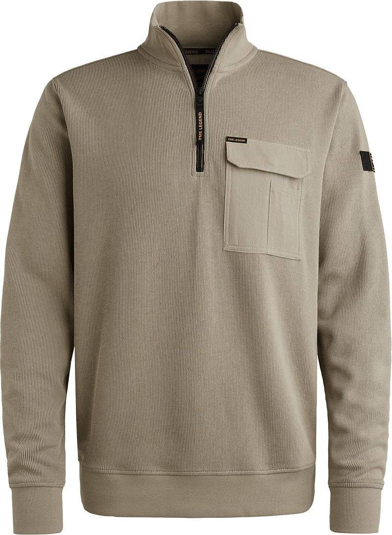 PME Legend Half Zip Sweater Interlock Jersey Kaki - Größe XXL von PME Legend