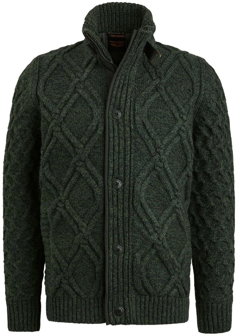 PME Legend Heavy Knit Strickjacke Dunkelgrün - Größe XXL von PME Legend