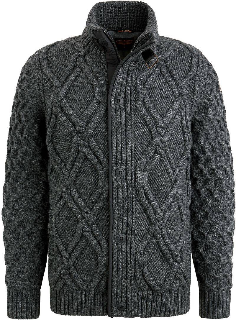 PME Legend Heavy Knit Strickjacke Wool Mix Anthrazit - Größe 3XL von PME Legend