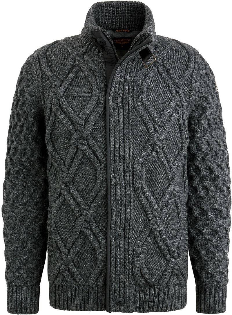 PME Legend Heavy Knit Strickjacke Wool Mix Anthrazit - Größe L von PME Legend