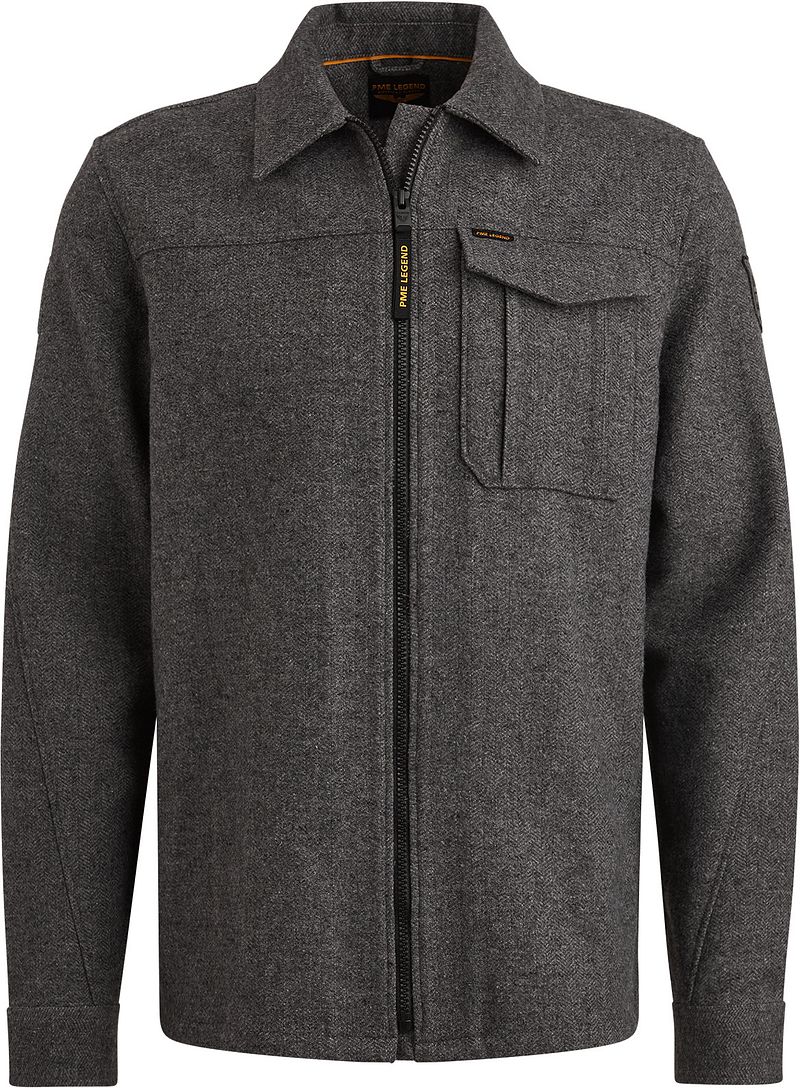 PME Legend Hemdjacke Wool Blend Herringbone Grau - Größe M von PME Legend