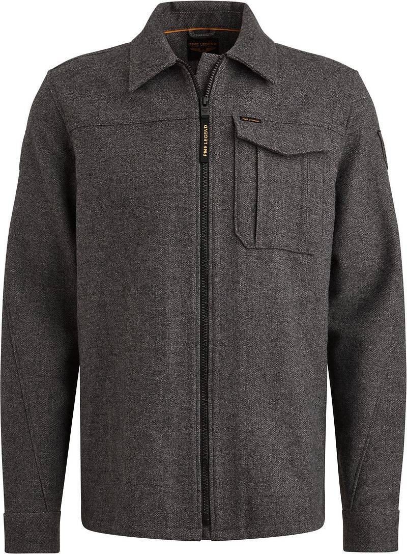 PME Legend Hemdjacke Wool Blend Herringbone Grau - Größe M von PME Legend