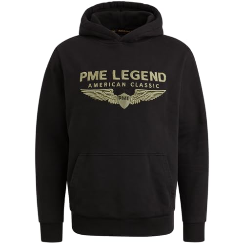 PME Legend Herren Kapuzenpullover Hoodie Hooded Soft Terry with Logo Regular Fit, Größe:XXL, Farbe:Black 999 von PME Legend
