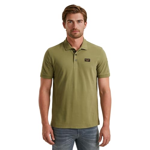 PME Legend Herren Poloshirt Short Sleeve Polo American Classic - Regular Fit, Größe:L, Farbe:PPSS2508899-6379 Oil Green von PME Legend