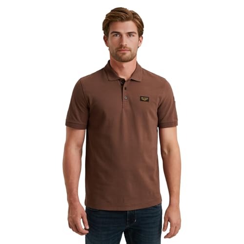 PME Legend Herren Poloshirt Short Sleeve Polo American Classic - Regular Fit, Größe:L, Farbe:PPSS2508899-8203 Marron von PME Legend