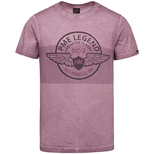 PME Legend Herren Rundhals T-Shirt Cold DYE - Regular Fit Rosa Grün Grau S-3XL, Größe:L, Farbe:Grape Shake 4114 von PME Legend