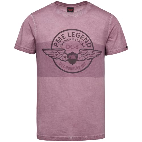 PME Legend Herren Rundhals T-Shirt Cold DYE - Regular Fit Rosa Grün Grau S-3XL, Größe:S, Farbe:Grape Shake 4114 von PME Legend