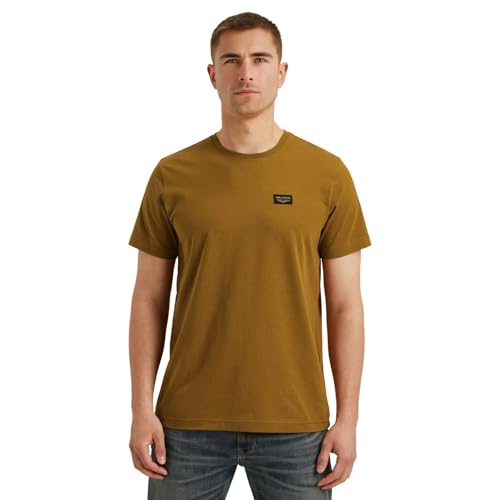 PME Legend Herren Rundhals T-Shirt Cold DYE Regular Fit Schwarz Weiss Grün Blau, Größe:L, Farbe:8187 Golden Brown von PME Legend