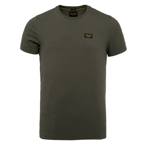 PME Legend Herren Rundhals T-Shirt Cold DYE Regular Fit Schwarz Weiss Grün Blau, Größe:L, Farbe:Beluga 8039 von PME Legend