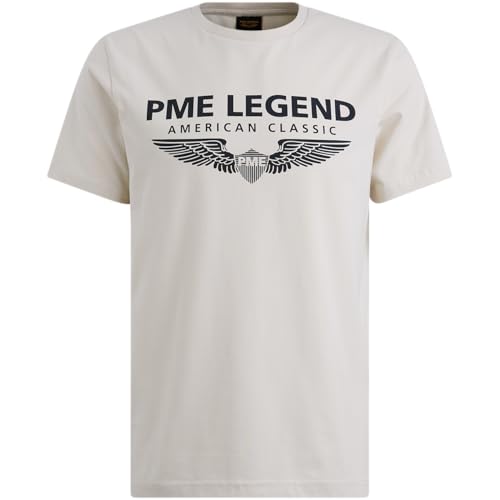 PME Legend Herren Rundhals T-Shirt R-Neck Cotton ELASTHAN Logo - Regular Fit, Größe:M, Farbe:Birch 7011 von PME Legend