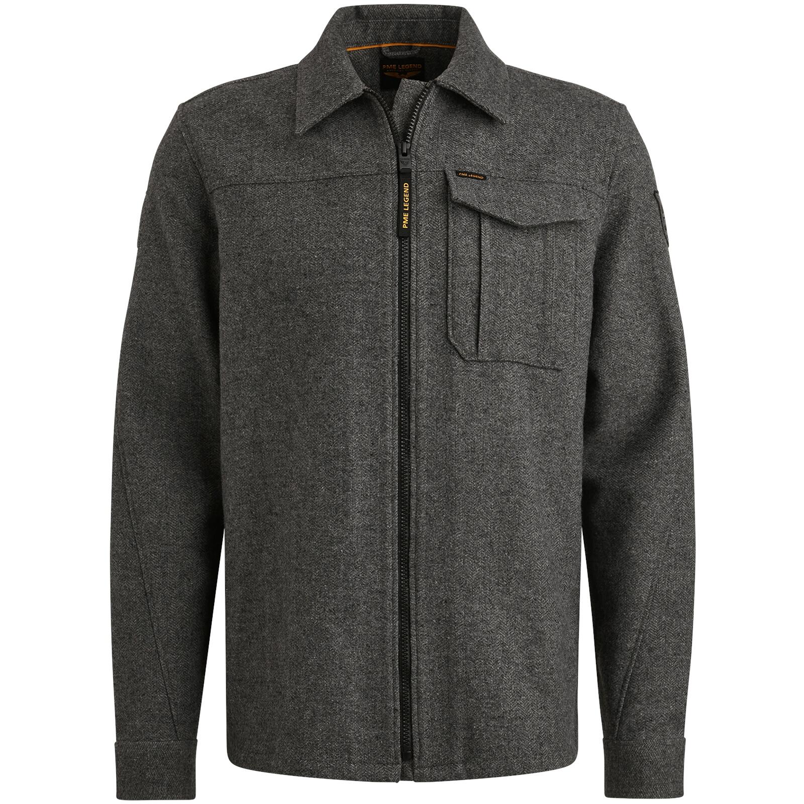 PME Legend - Herringbone Woolblend/Overshirt 1zip dark grey melee - Gr. - L von PME Legend