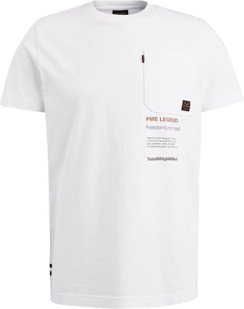 PME Legend Jersey T-Shirt Brusttasche Weiß  - Größe L von PME Legend