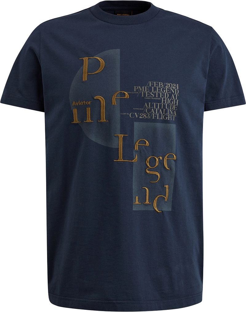 PME Legend Jersey T-Shirt Druck Navy  - Größe M von PME Legend