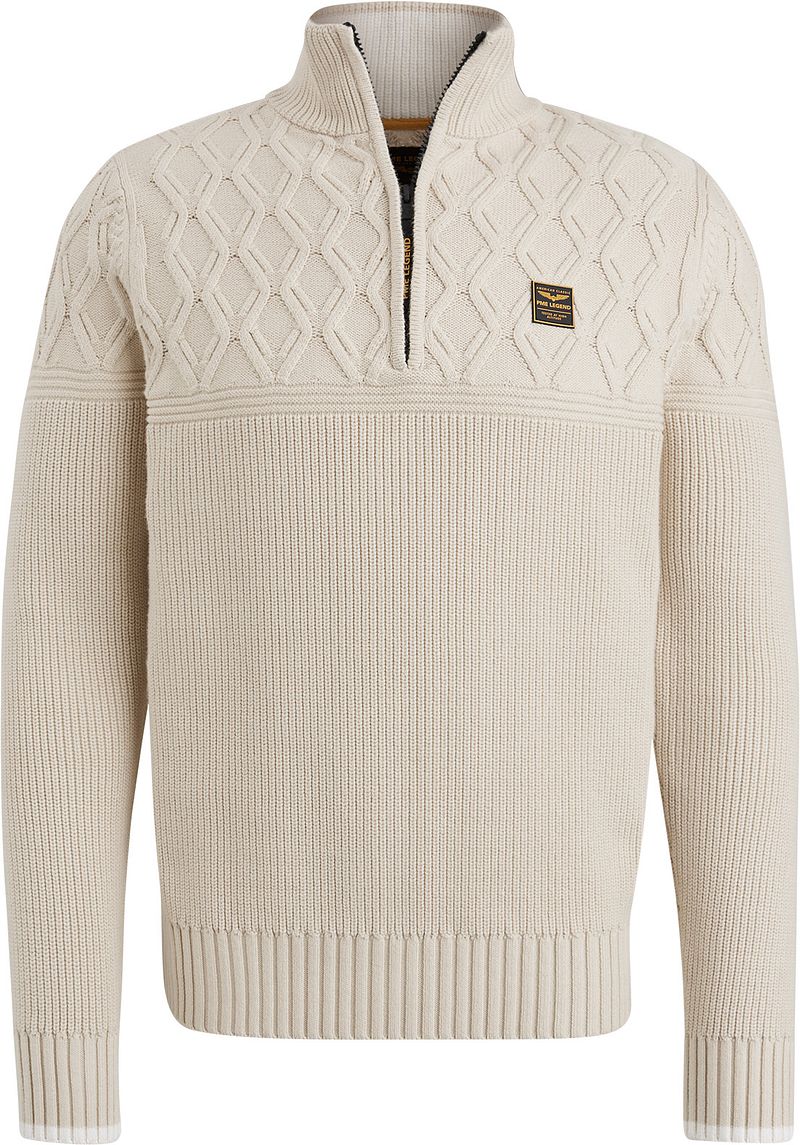PME Legend Knitted Half Zip Pullover Ecru - Größe XXL von PME Legend