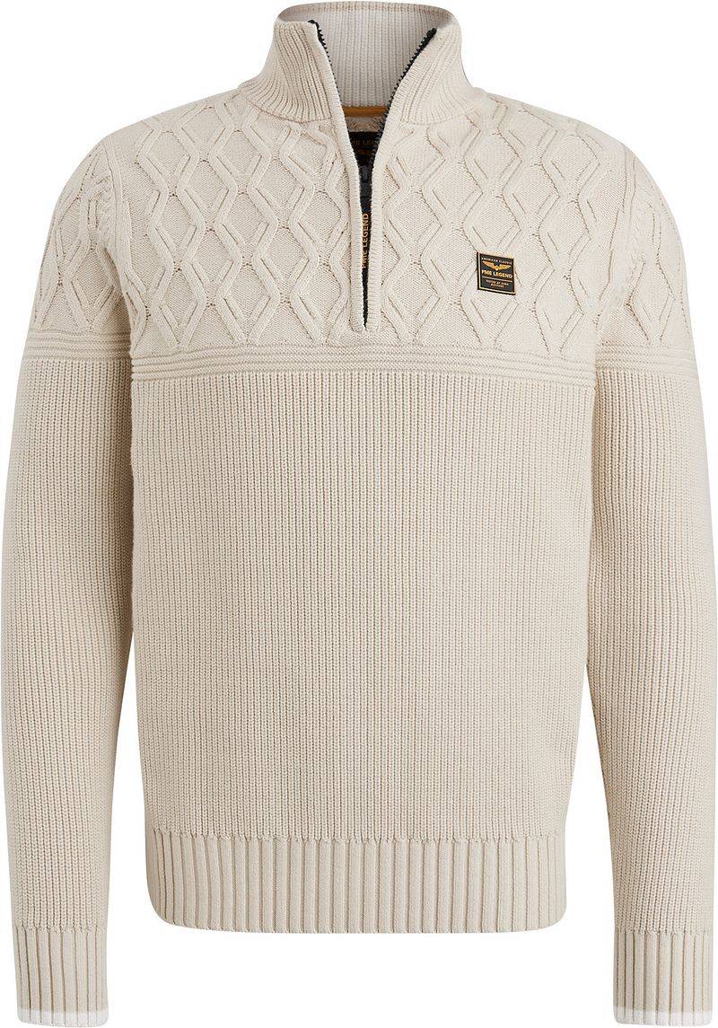 PME Legend Knitted Half Zip Pullover Ecru - Größe XXL von PME Legend