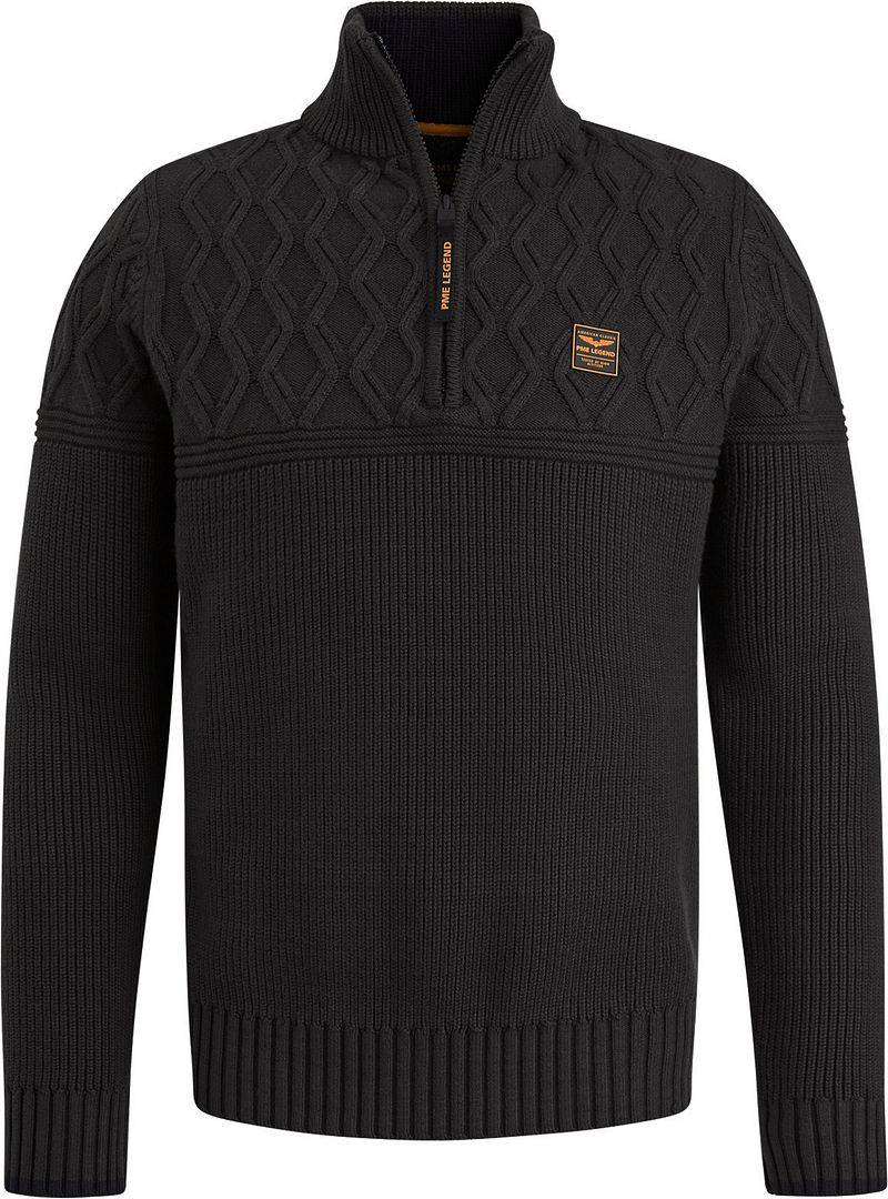 PME Legend Knitted Half Zip Pullover Schwarz - Größe XXL von PME Legend