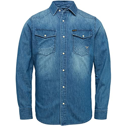 PME Legend Langarm Denim Hemd, Farbe:blau, Größe:M von PME Legend