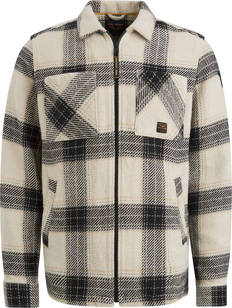 PME Legend Overshirt Heavy Yarn Kariert Ecru - Größe XXL von PME Legend