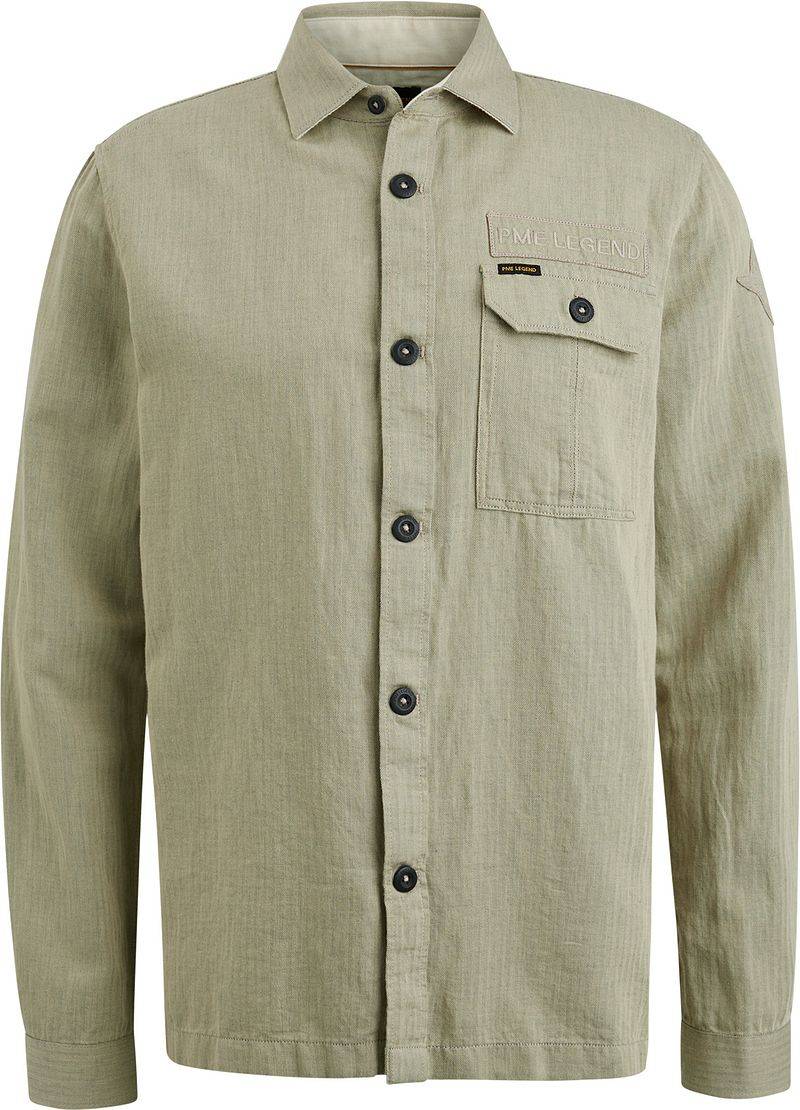 PME Legend Overshirt Leinen Khaki - Größe M von PME Legend