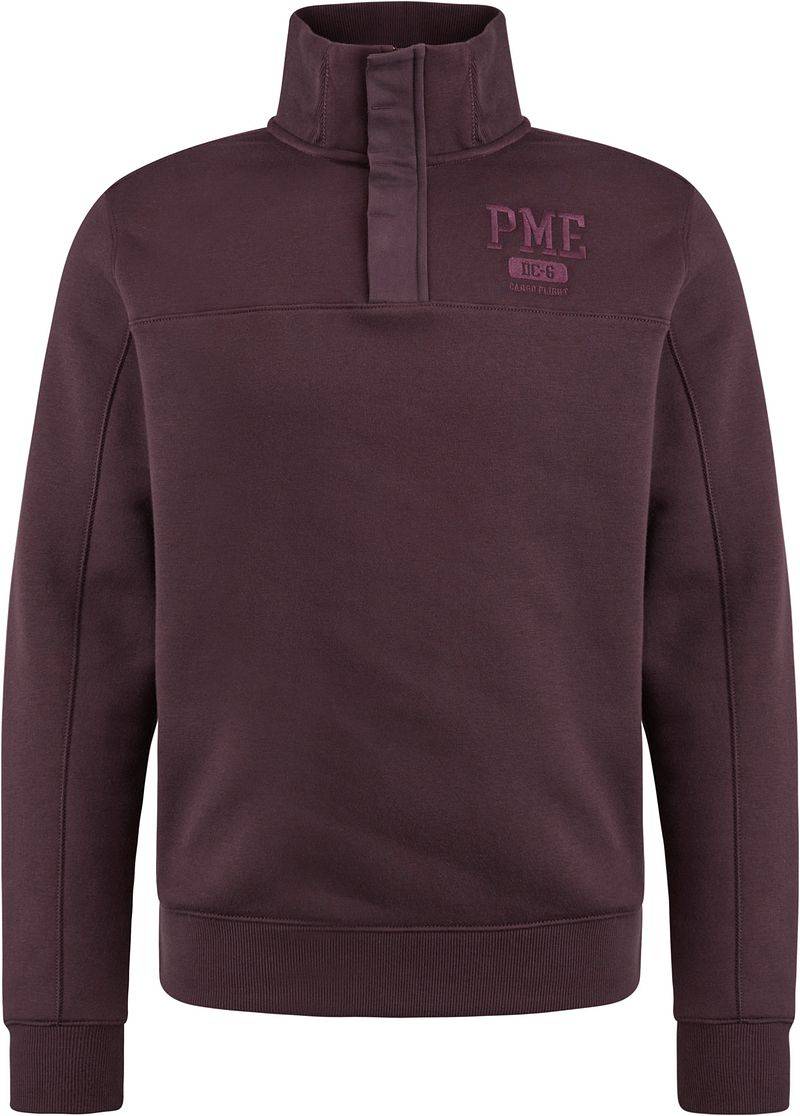 PME Legend Pullover mit halber Knopfleiste und Reißverschluss Bordeaux  - Größe XL von PME Legend