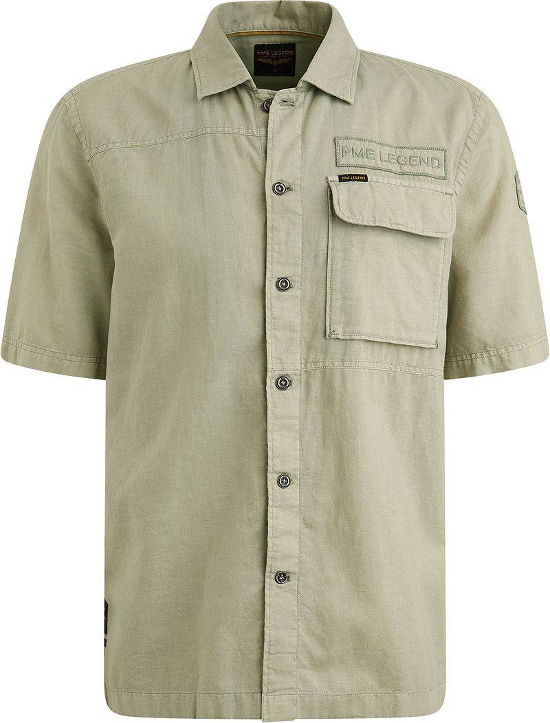 PME Legend Short Sleeve Hemd Linen Blend Grün - Größe L von PME Legend