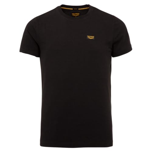 PME Legend Herren Rundhals T-Shirt Cold DYE Regular Fit Schwarz Weiss Grün Blau, Größe:L, Farbe:Black 999 von PME Legend
