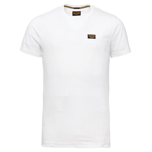 PME Legend Herren Rundhals T-Shirt Cold DYE Regular Fit Schwarz Weiss Grün Blau, Größe:XL, Farbe:Bright White 7003 von PME Legend