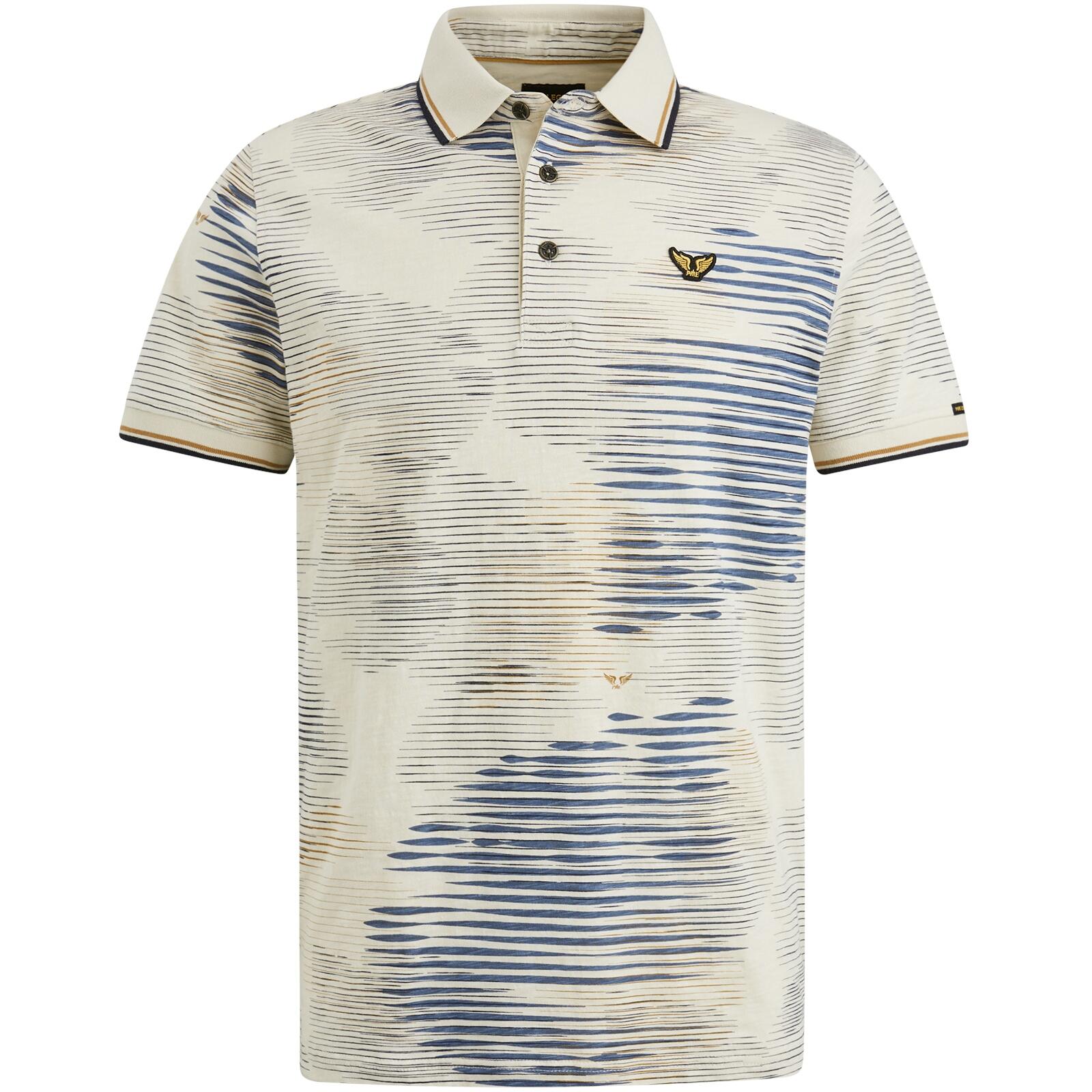 PME Legend - Short sleeve polo Single jersey AOP bone white - Gr. - M von PME Legend