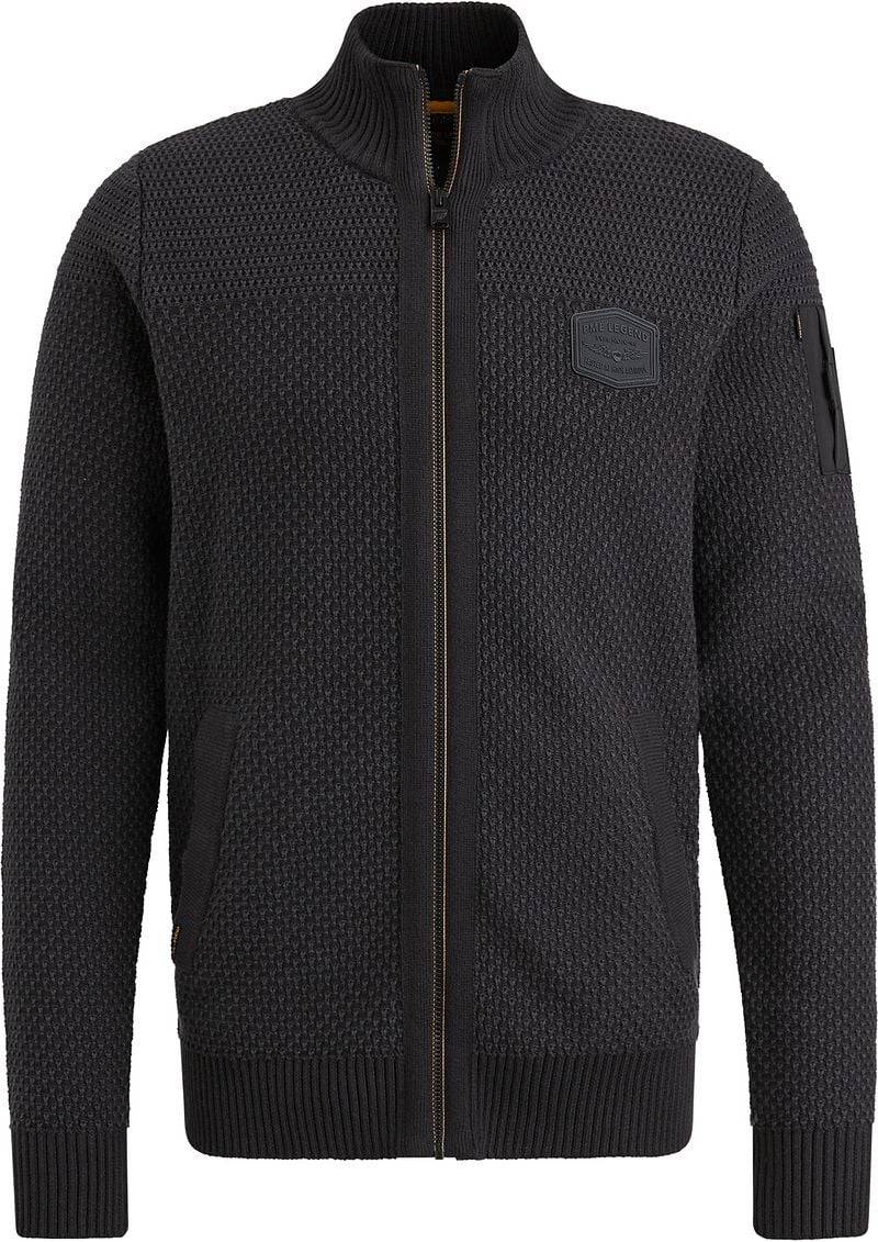 PME Legend Strickjacke Knitted Structure Schwarz - Größe M von PME Legend
