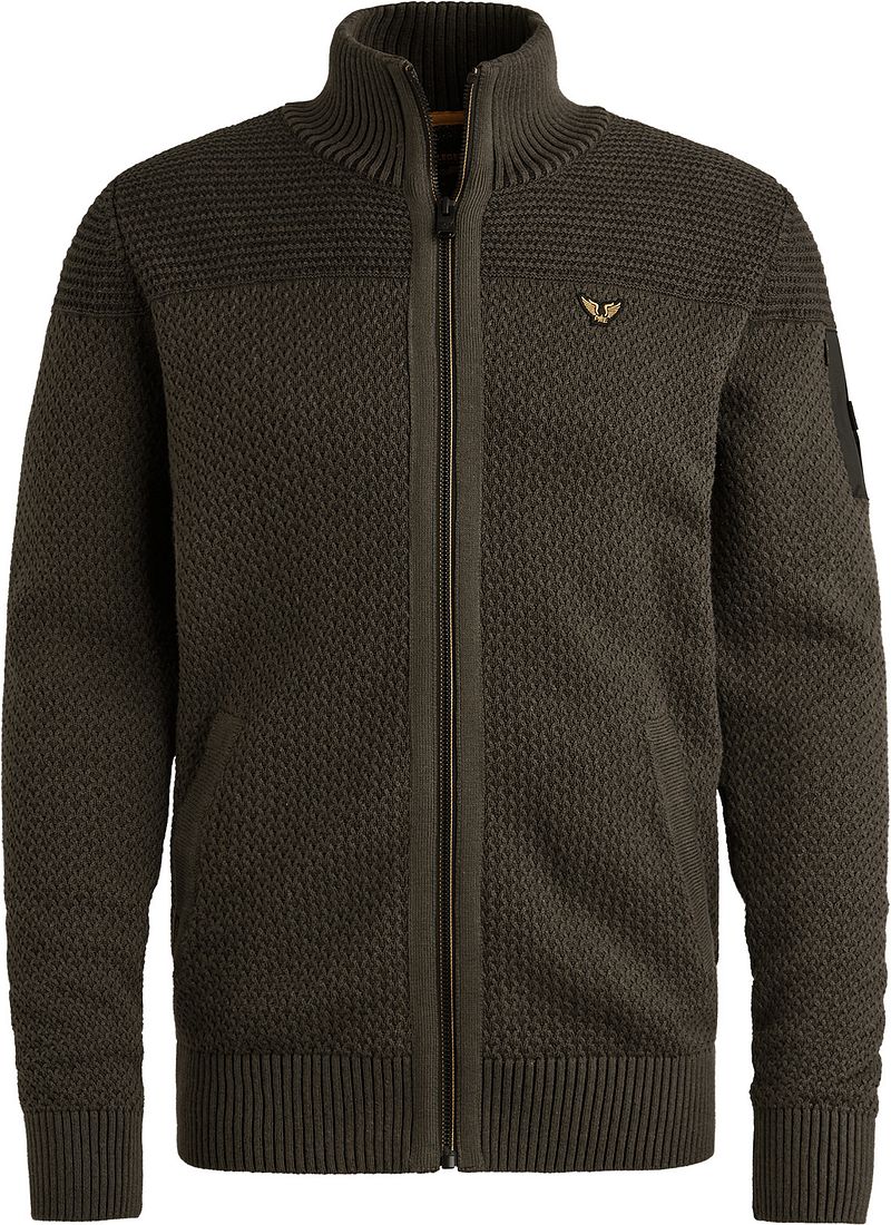 PME Legend Strickjacke Structure Beluga Grün - Größe L von PME Legend