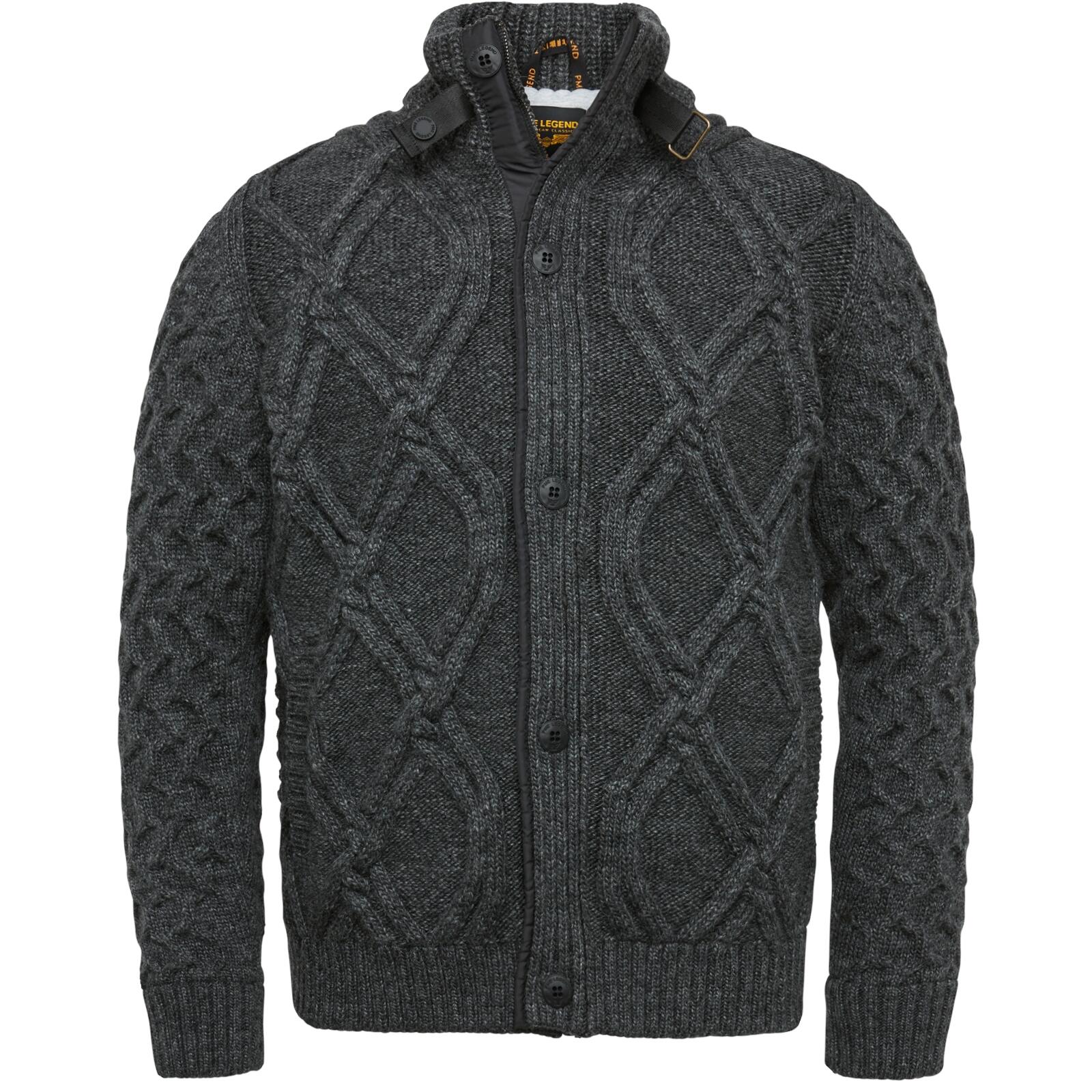 PME Legend - Zip jacket heavy knit mixed yarn black oyster - Gr. - XXL von PME Legend