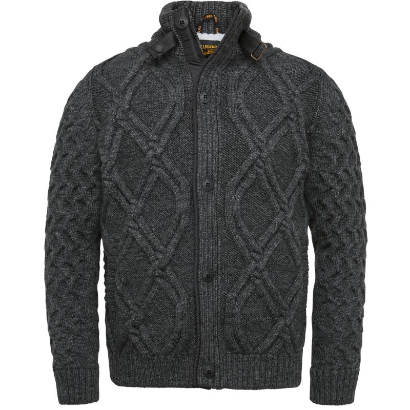 PME Legend - Zip jacket heavy knit mixed yarn black oyster - Gr. - XXL von PME Legend