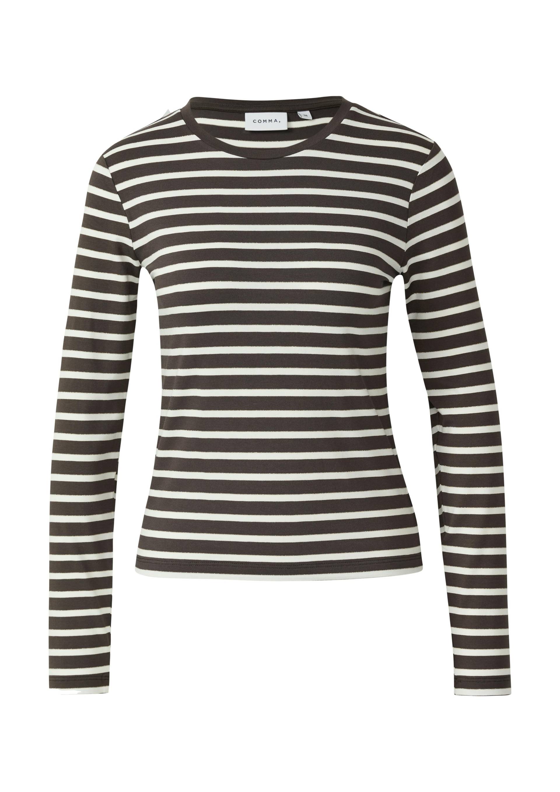 comma - T-Shirt braun|weiß - Gr. - 44 von comma