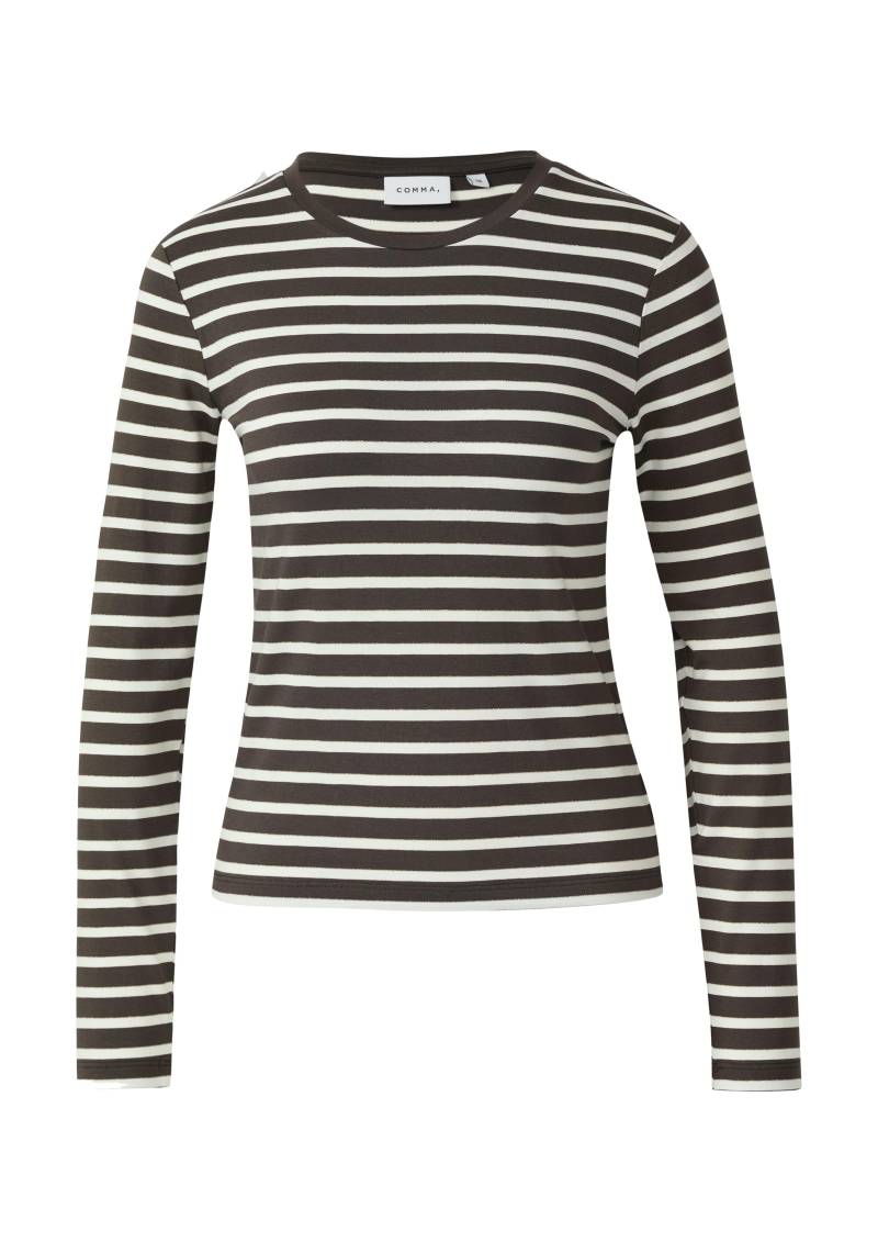 comma - T-Shirt braun|weiß - Gr. - 44 von comma