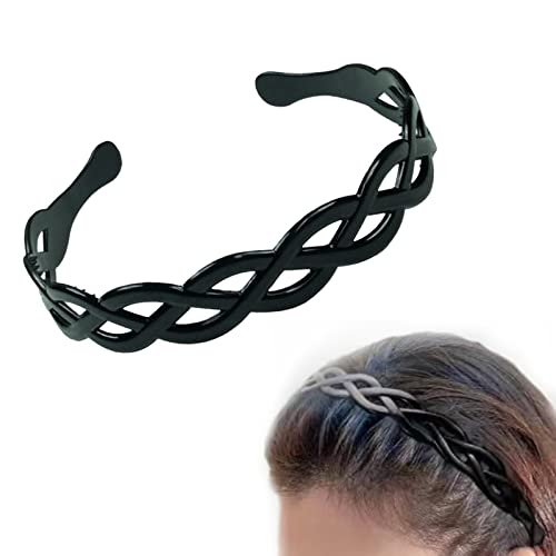 Kunststoff-Stirnbänder für Damen und Mädchen,1 Stück Metall Haarband, Welle Schwarz Frühling Haarreifen, Unisex Haarbänder elastisch rutschfest Kopfbedeckung Hoop-Clips Frauen-Zubehör von PMELCXD