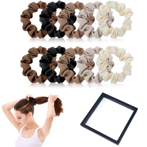 PMELCXD Satin Haargummi Scrunchies Set - 10 Stück Seide Haargummis inklusive Aufbewahrungsbox für Damen und Kinder von PMELCXD