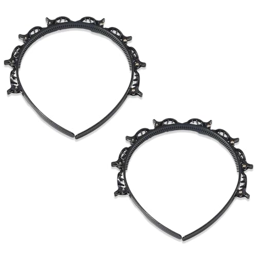 2 Stück Set Double Twist Stirnband Haarspange Haarspange Doppelt Twist Geflochtenes Haarband Mädchen Damen Geeignetes Haarstyling Schwarz Haar Zubehör Werkzeug von PMTFUMY