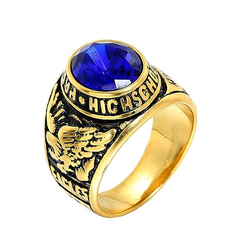 PAMTIER Herren Animal Edelstahl Ring Vintage Vereinigte Staaten Armee Klasse Ring Schmuck Goldplattiert Blau Größe 60 (19.1) von PMTIER