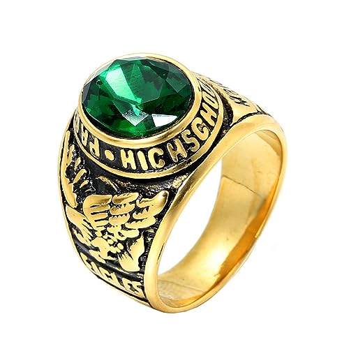 PAMTIER Herren Animal Edelstahl Ring Vintage Vereinigte Staaten Armee Klasse Ring Schmuck Goldplattiert Grün Größe 57 (18.1) von PMTIER