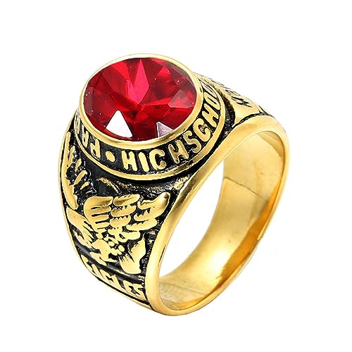 PAMTIER Herren Animal Edelstahl Ring Vintage Vereinigte Staaten Armee Klasse Ring Schmuck Goldplattiert Rot Größe 62 (19.7) von PMTIER