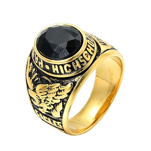 PAMTIER Herren Animal Edelstahl Ring Vintage Vereinigte Staaten Armee Klasse Ring Schmuck Goldplattiert Schwarz Größe 68 (21.6) von PMTIER