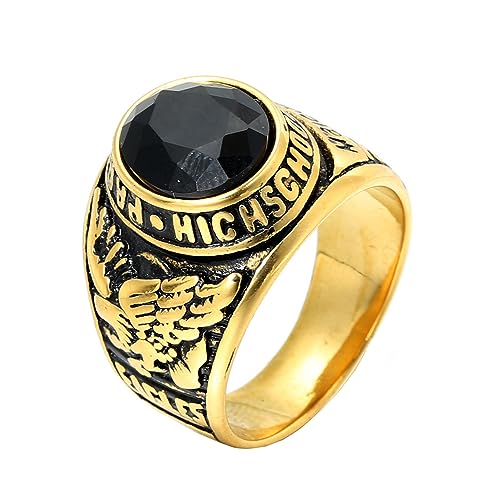 PAMTIER Herren Animal Edelstahl Ring Vintage Vereinigte Staaten Armee Klasse Ring Schmuck Goldplattiert Schwarz Größe 70 (22.3) von PMTIER